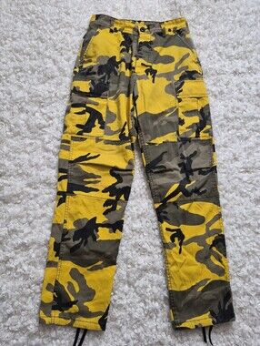 Rothco Yellow Camo Cargo Pants Men’s Small Fit Streetwear Utility Army Military